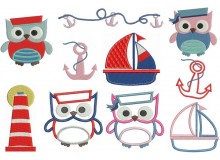 Stickserie Ahoi ! Eule maritim